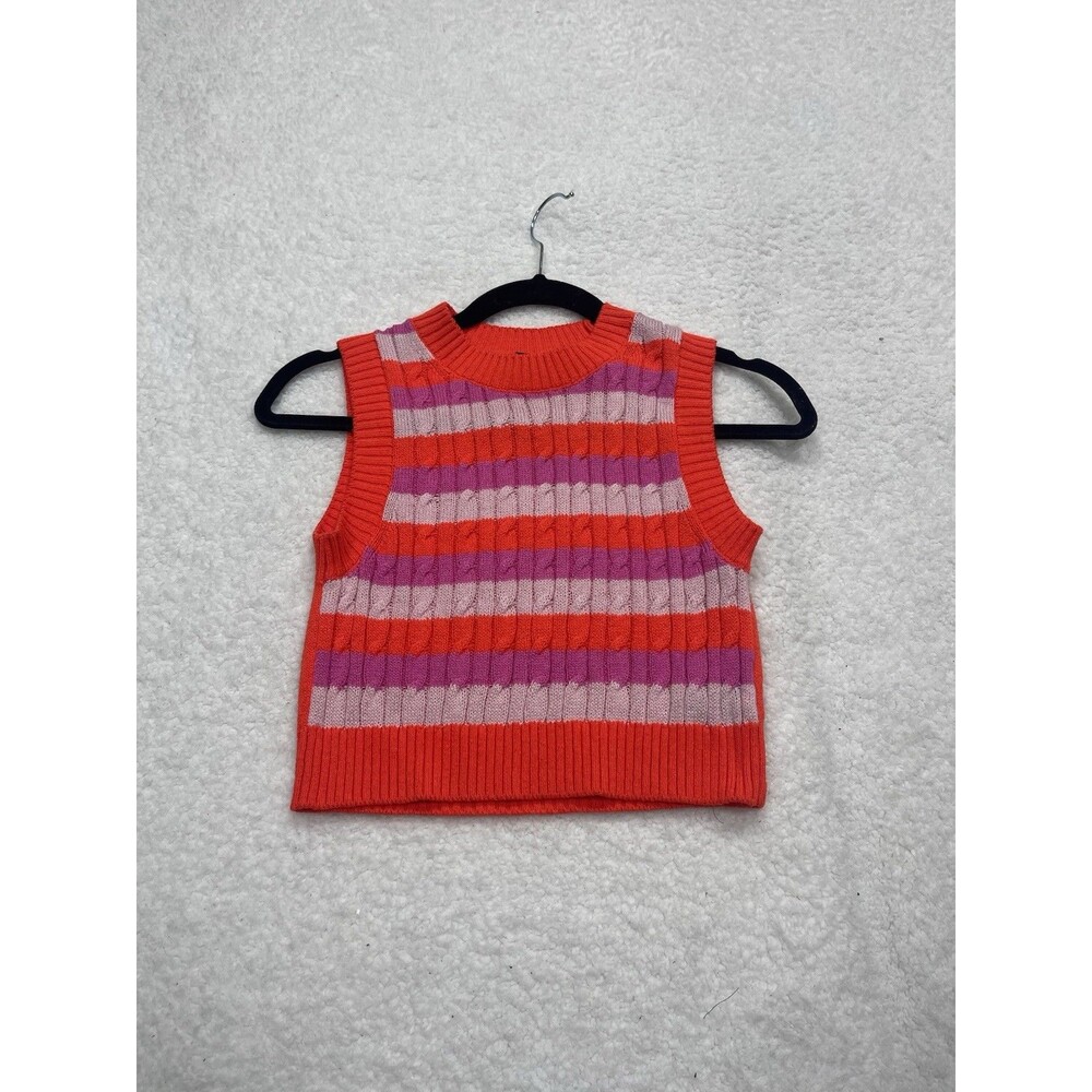 H&M Cropped Sweater Orange Stripe Size XS